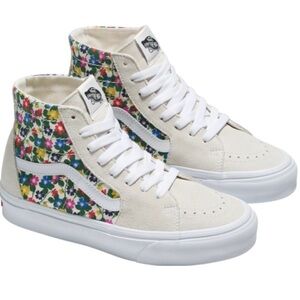 VANS | Sk8- Hi Tapered Suede Leather Canvas in Floral White